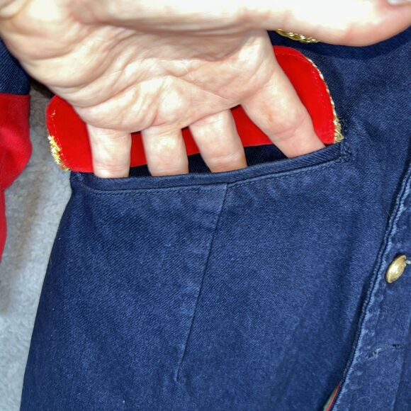 Vintage Unique Jacket From Don’t Stop Size Medium Denim & Velvet Missing Button - Picture 2 of 16